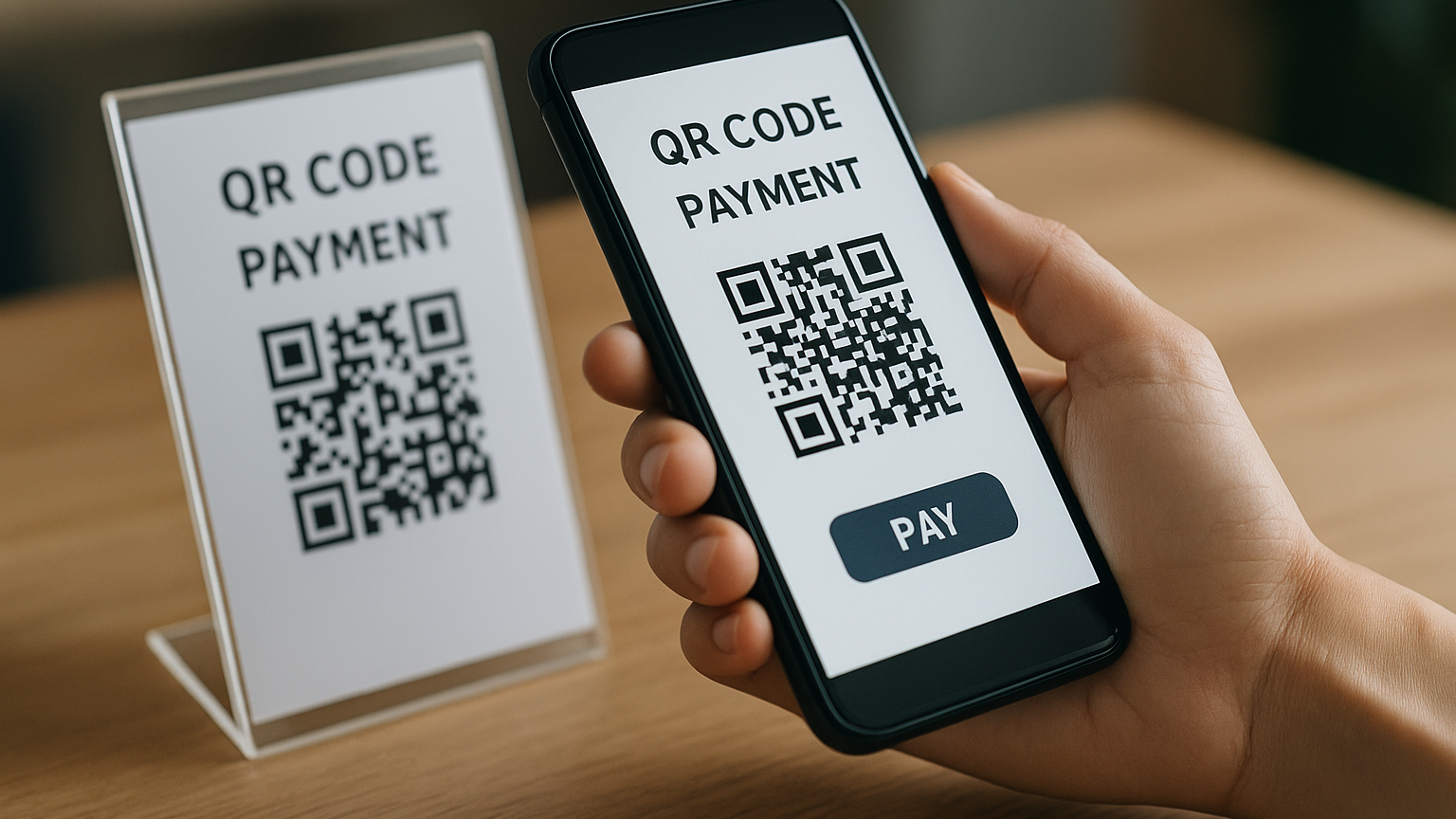 スマホでQRコード決済をする様子